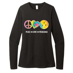 Peace Love Pickleball Funny Pickleball Tie Dye Great Gift Womens CVC Long Sleeve Shirt