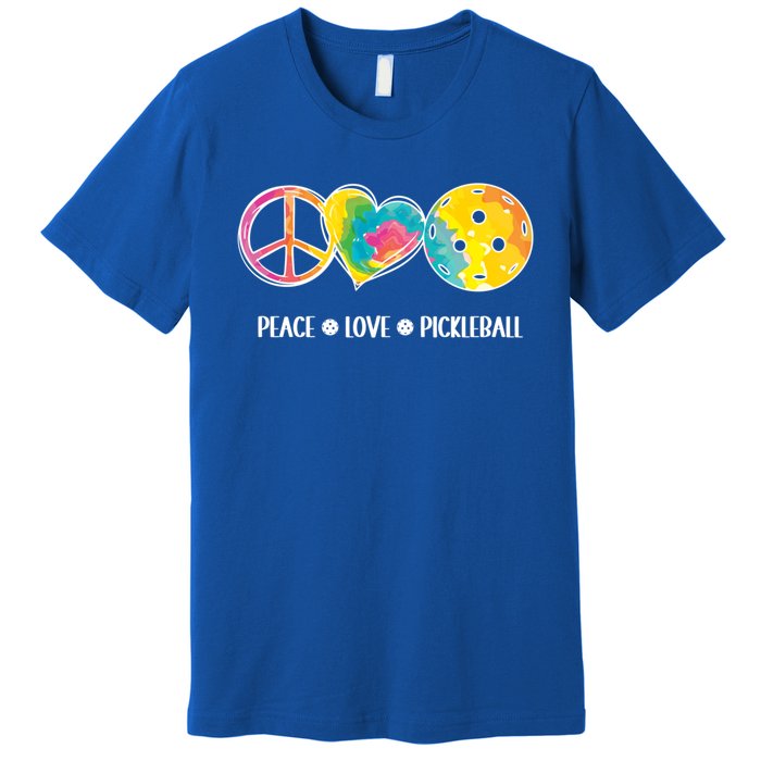 Peace Love Pickleball Funny Pickleball Tie Dye Great Gift Premium T-Shirt