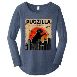 Pug Lover Pugzilla Funny Pug Funny Dog Pug Art Pug Women's Perfect Tri Tunic Long Sleeve Shirt