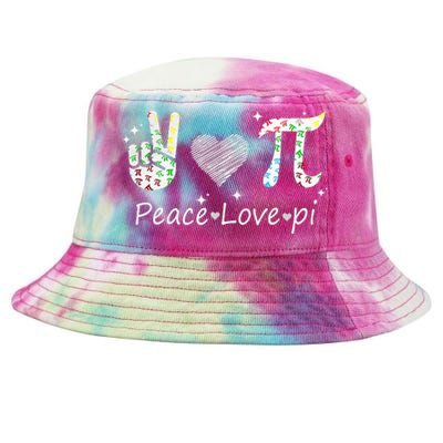 Peace Love Pi Math Love Pi Day Mathematics Math Teachers Tie-Dyed Bucket Hat