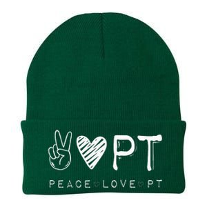 Peace Love PT Physical Therapist Therapy Gift Knit Cap Winter Beanie