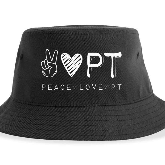 Peace Love PT Physical Therapist Therapy Gift Sustainable Bucket Hat