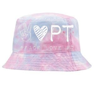 Peace Love PT Physical Therapist Therapy Gift Tie-Dyed Bucket Hat