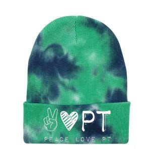 Peace Love PT Physical Therapist Therapy Gift Tie Dye 12in Knit Beanie