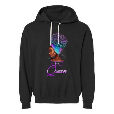 Purple Leo Queen African American Woman July August Birthday Garment-Dyed Fleece Hoodie