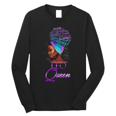 Purple Leo Queen African American Woman July August Birthday Long Sleeve Shirt