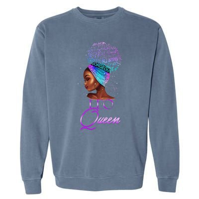 Purple Leo Queen African American Woman July August Birthday Garment-Dyed Sweatshirt