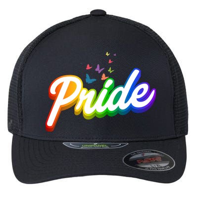 Pride Logo Rainbow Butterflies  Flexfit Unipanel Trucker Cap