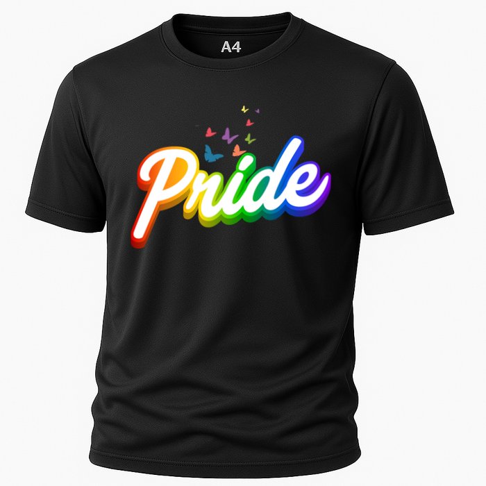 Pride Logo Rainbow Butterflies  Cooling Performance Crew T-Shirt