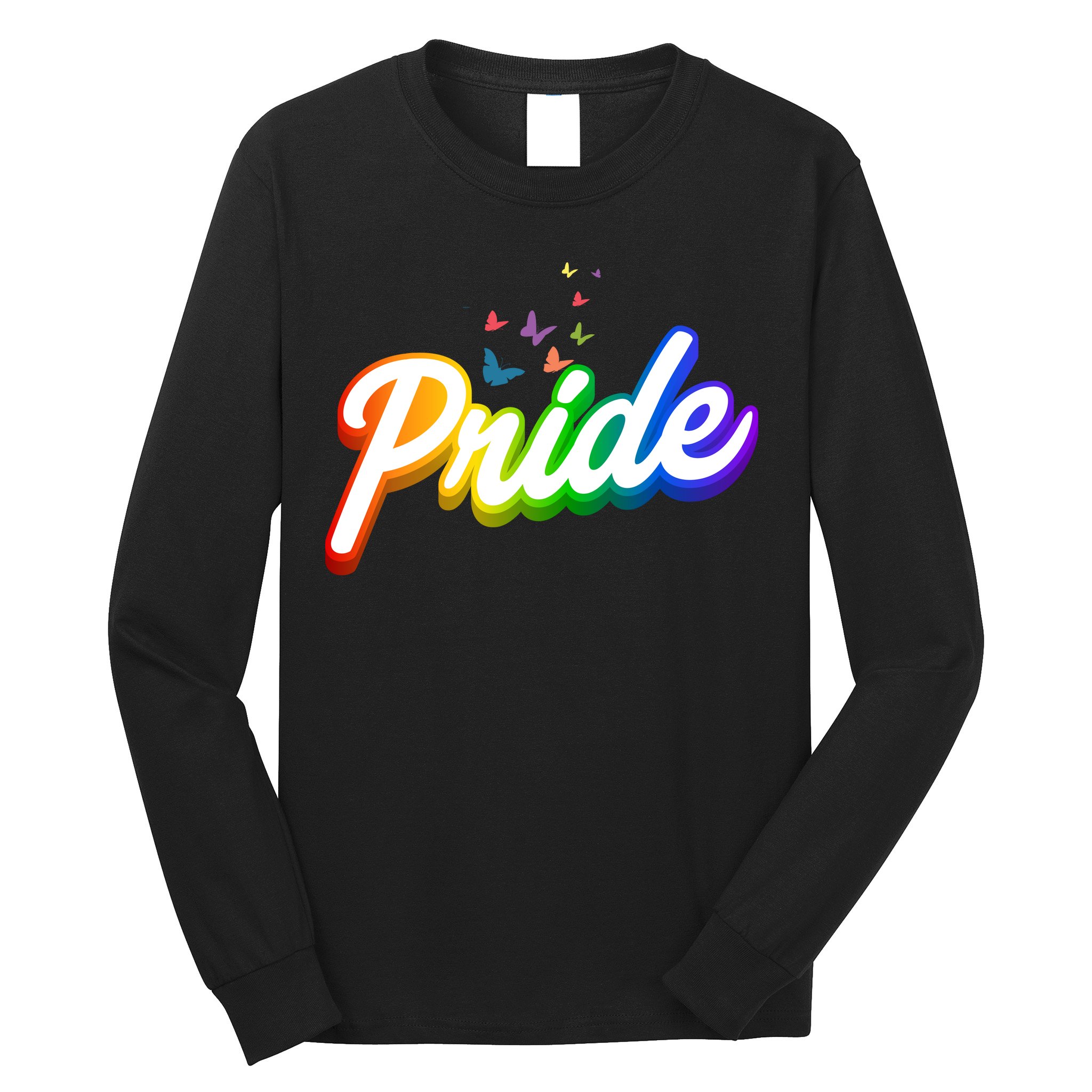 Pride Logo Rainbow Butterflies  Long Sleeve Shirt