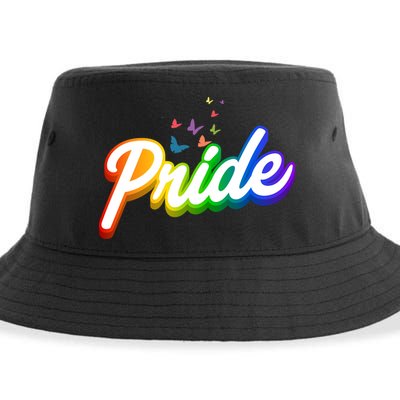 Pride Logo Rainbow Butterflies  Sustainable Bucket Hat