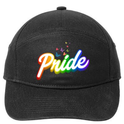 Pride Logo Rainbow Butterflies  7-Panel Snapback Hat