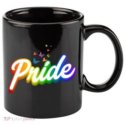 Pride Logo Rainbow Butterflies  11oz C Handle Ceramic Mug