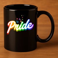 Pride Logo Rainbow Butterflies  11oz C Handle Ceramic Mug