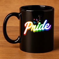 Pride Logo Rainbow Butterflies  11oz C Handle Ceramic Mug