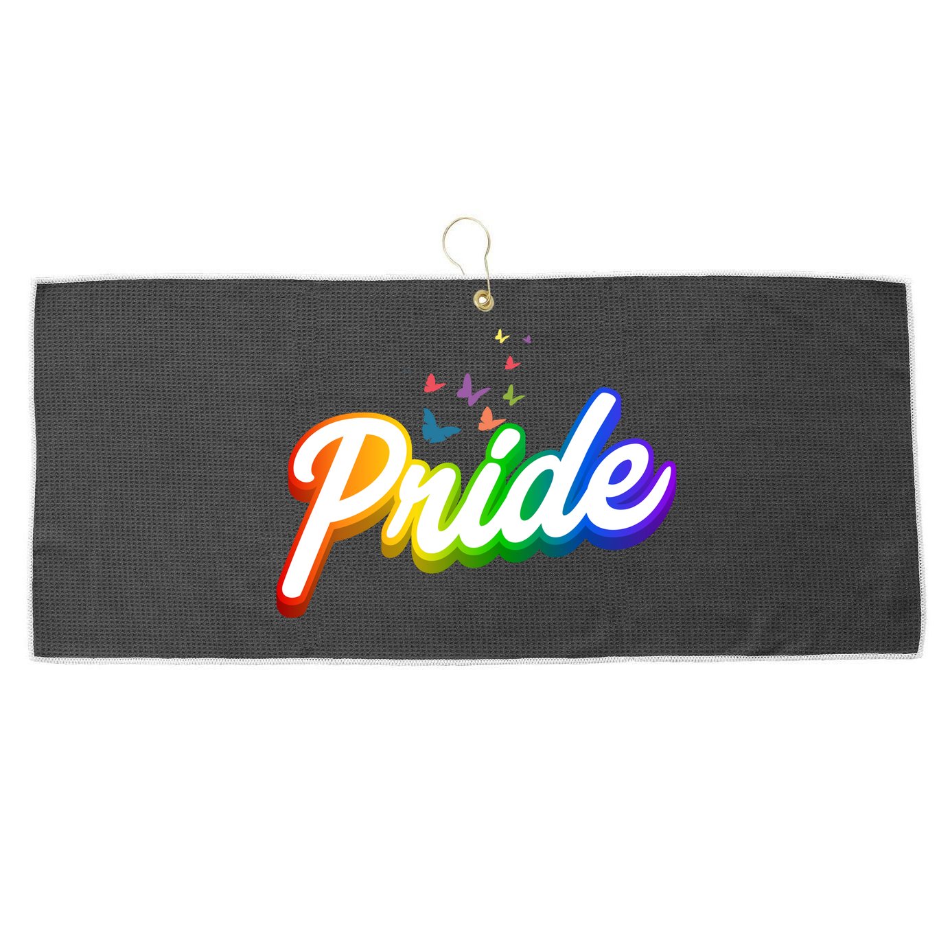 Pride Logo Rainbow Butterflies  Large Microfiber Waffle Golf Towel