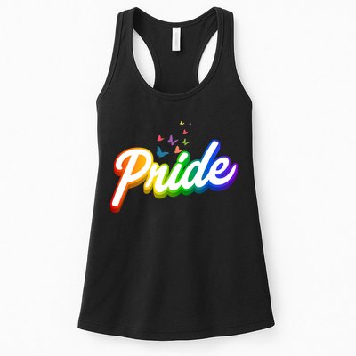 Pride Logo Rainbow Butterflies  Womens Tank Top