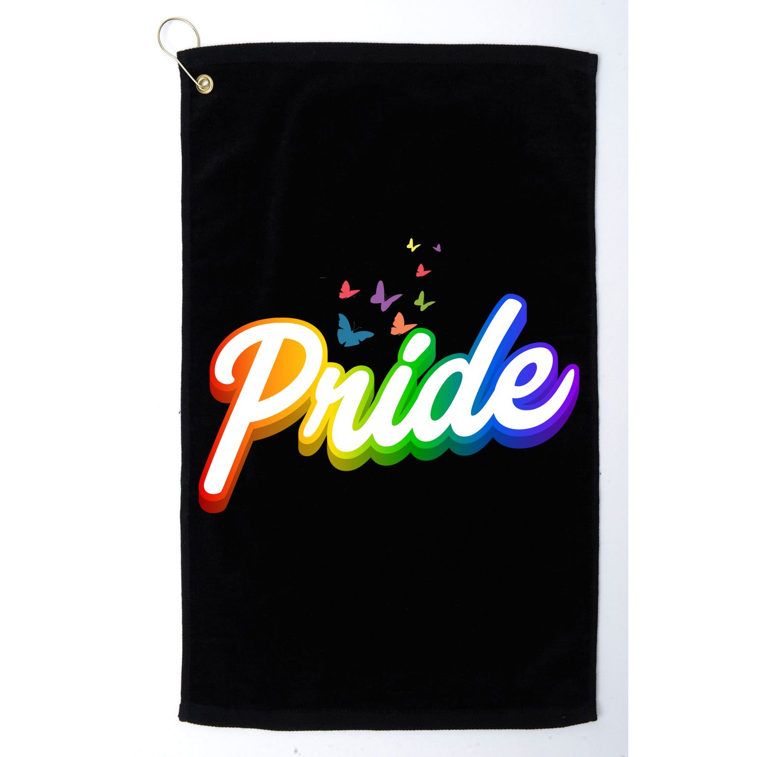 Pride Logo Rainbow Butterflies  Golf Towel