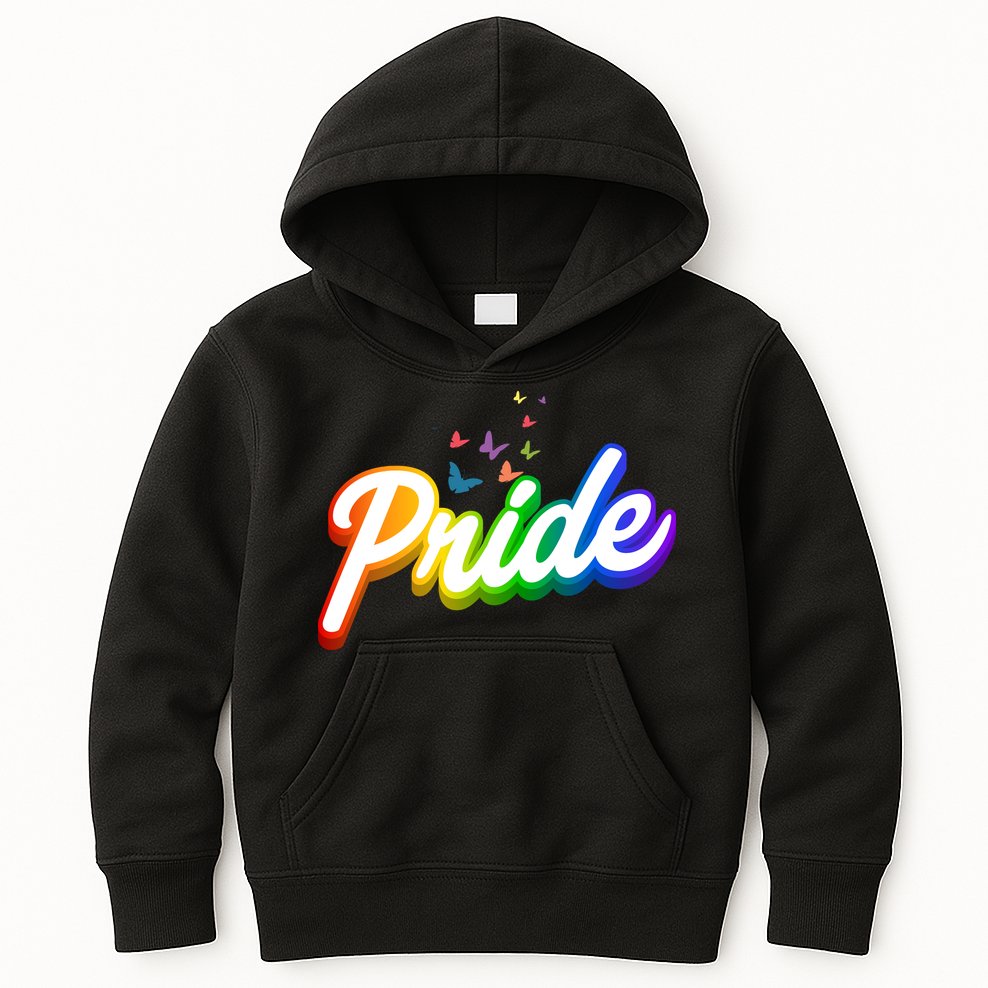 Pride Logo Rainbow Butterflies  Kids Hoodie