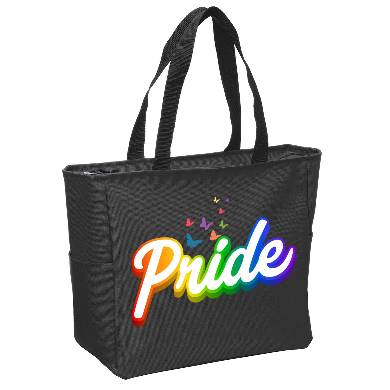 Pride Logo Rainbow Butterflies  Zip Tote Bag