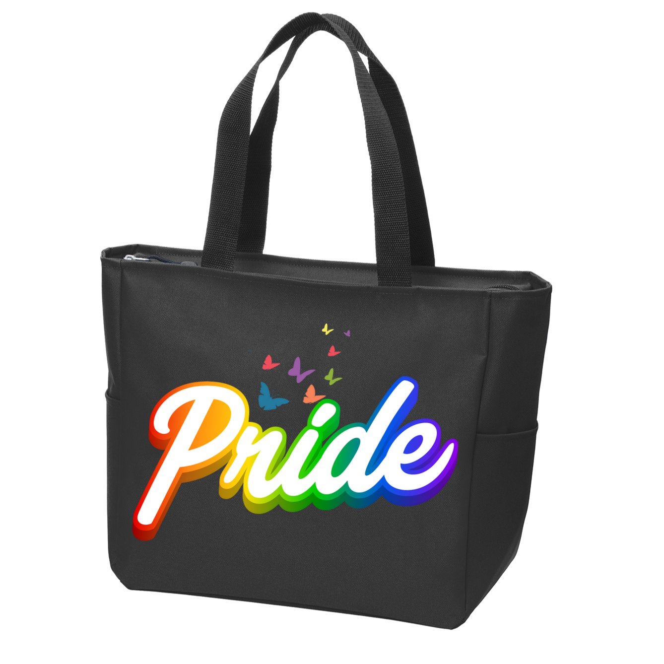 Pride Logo Rainbow Butterflies  Zip Tote Bag