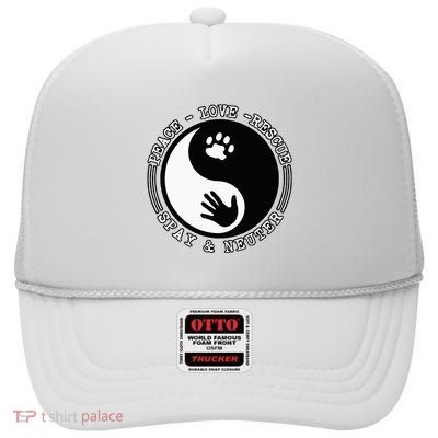 Peace Love Rescue Spay And Neuter High Crown Mesh Back Trucker Hat