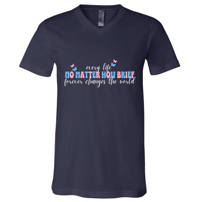 Pregnancy Loss Remembrance No Matter How Brief For Wo Mom V-Neck T-Shirt