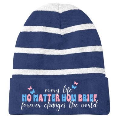 Pregnancy Loss Remembrance No Matter How Brief For Wo Mom Striped Beanie with Solid Band