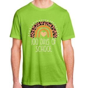 Peach Leopard Rainbow 100 Days School Cute 100th Day Teacher Adult ChromaSoft Performance T-Shirt