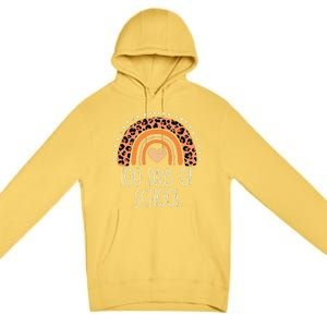 Peach Leopard Rainbow 100 Days School Cute 100th Day Teacher Premium Pullover Hoodie