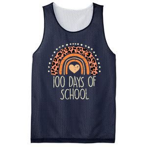 Peach Leopard Rainbow 100 Days School Cute 100th Day Teacher Mesh Reversible Basketball Jersey Tank