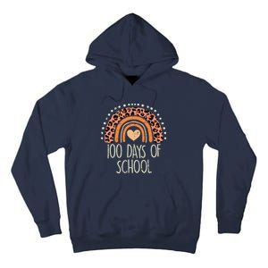 Peach Leopard Rainbow 100 Days School Cute 100th Day Teacher Tall Hoodie