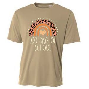 Peach Leopard Rainbow 100 Days School Cute 100th Day Teacher Cooling Performance Crew T-Shirt