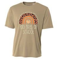 Peach Leopard Rainbow 100 Days School Cute 100th Day Teacher Cooling Performance Crew T-Shirt