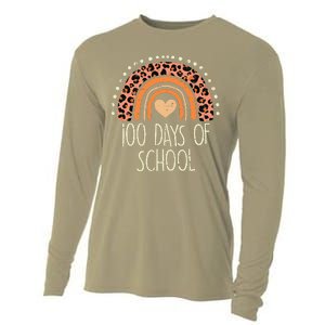 Peach Leopard Rainbow 100 Days School Cute 100th Day Teacher Cooling Performance Long Sleeve Crew