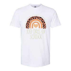 Peach Leopard Rainbow 100 Days School Cute 100th Day Teacher Softstyle CVC T-Shirt