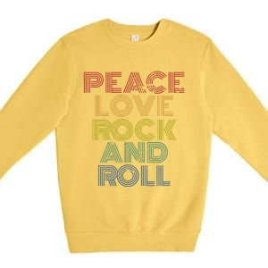 Peace Love Rock And Roll Distressed Rock Concert Premium Crewneck Sweatshirt