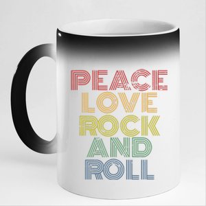 Peace Love Rock And Roll Distressed Rock Concert 11oz Black Color Changing Mug