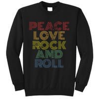 Peace Love Rock And Roll Distressed Rock Concert Sweatshirt