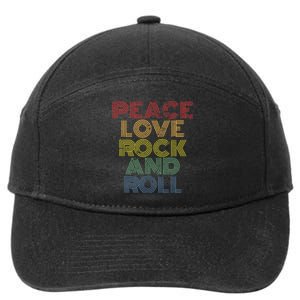 Peace Love Rock And Roll Distressed Rock Concert 7-Panel Snapback Hat