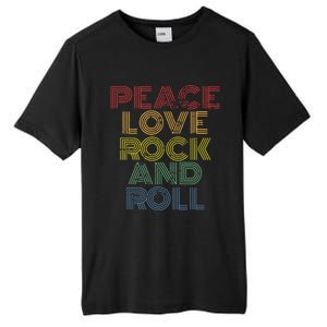 Peace Love Rock And Roll Distressed Rock Concert Tall Fusion ChromaSoft Performance T-Shirt