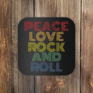 Peace Love Rock And Roll Distressed Rock Concert Coaster