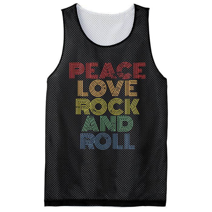 Peace Love Rock And Roll Distressed Rock Concert Mesh Reversible Basketball Jersey Tank