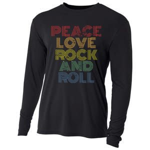 Peace Love Rock And Roll Distressed Rock Concert Cooling Performance Long Sleeve Crew