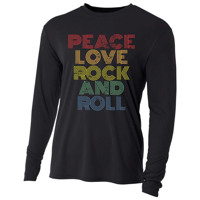 Peace Love Rock And Roll Distressed Rock Concert Cooling Performance Long Sleeve Crew