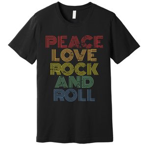 Peace Love Rock And Roll Distressed Rock Concert Premium T-Shirt