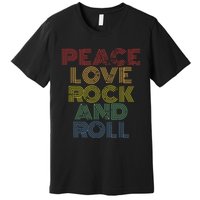 Peace Love Rock And Roll Distressed Rock Concert Premium T-Shirt