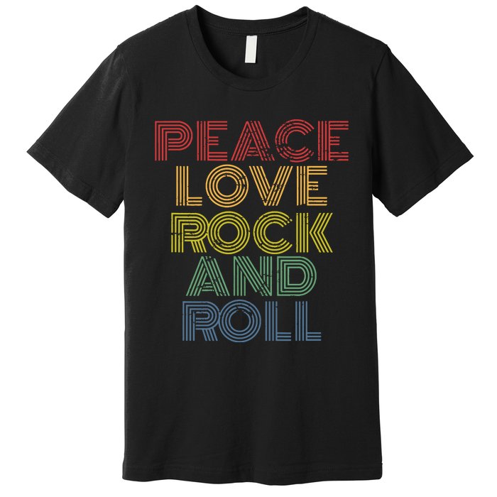 Peace Love Rock And Roll Distressed Rock Concert Premium T-Shirt