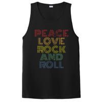 Peace Love Rock And Roll Distressed Rock Concert PosiCharge Competitor Tank