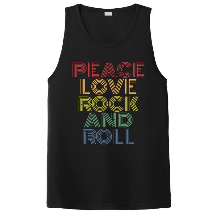 Peace Love Rock And Roll Distressed Rock Concert PosiCharge Competitor Tank